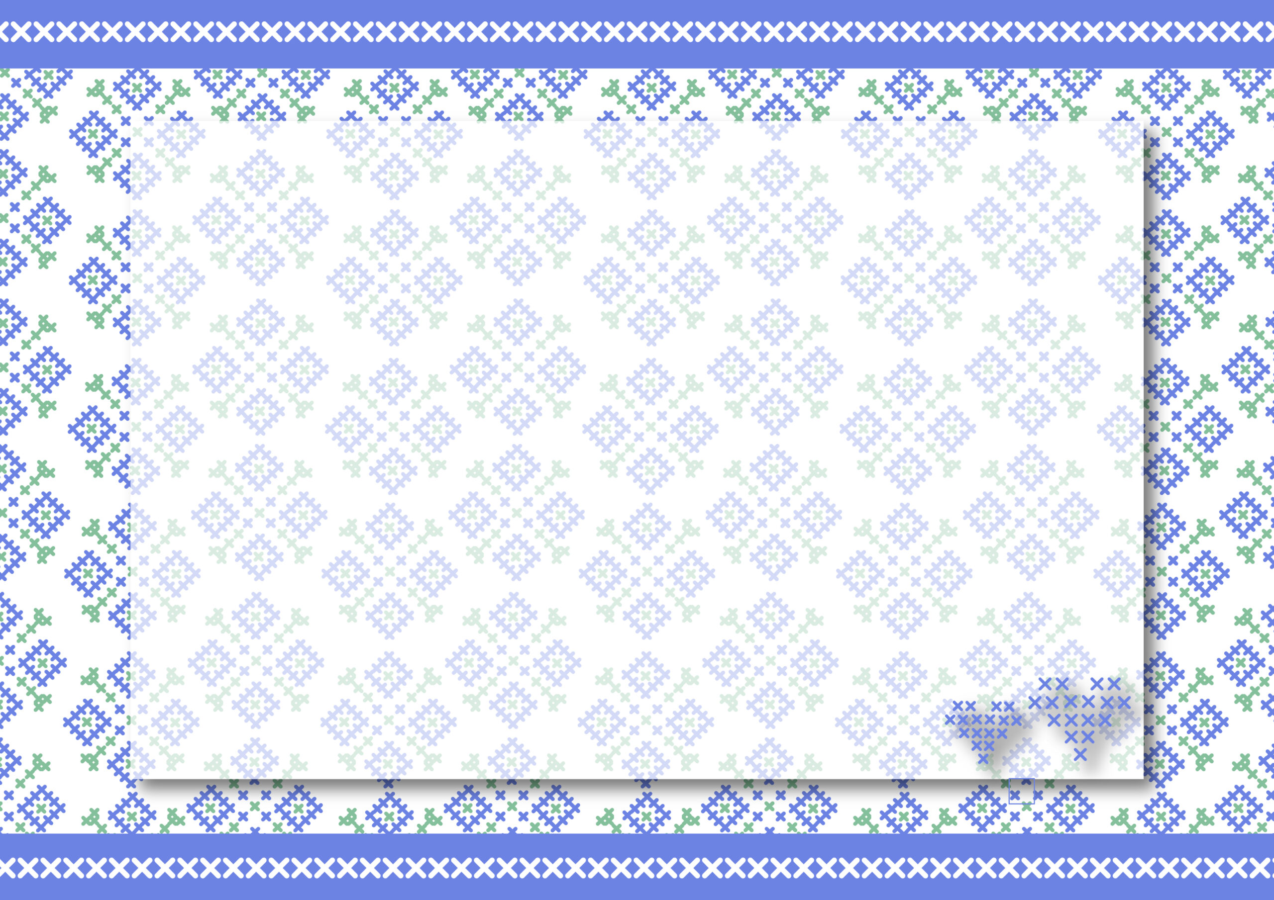 爽やかなブルーカラーのおしゃれなフレームで、編み物教室の張り紙などにおすすめのデザインとなっております。