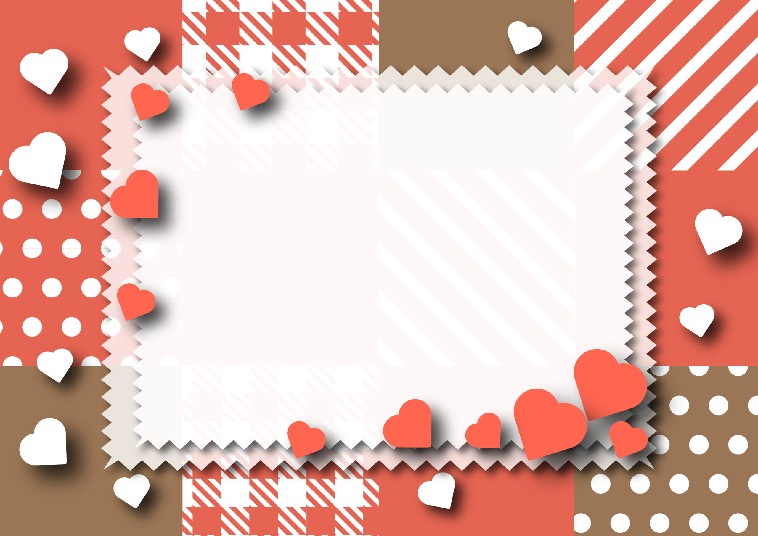 バレンタインデーのSNS文字投稿の飾り枠やSNSで送るメッセージカードにおすすめのかわいいフレームイラスト素材で、印刷でご使用いただく場合はA4サイズの用紙にプリントしご使用いただけます。ダウンロード：JPGA4サイズで印刷