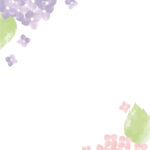 6月の花・紫陽花の花フレーム素材（縦型・透過・白黒・お便り・写真・梅雨）のテンプレートとなります。 6月は梅雨の時期の紫陽花がデザインされた、手書き風のデザイン