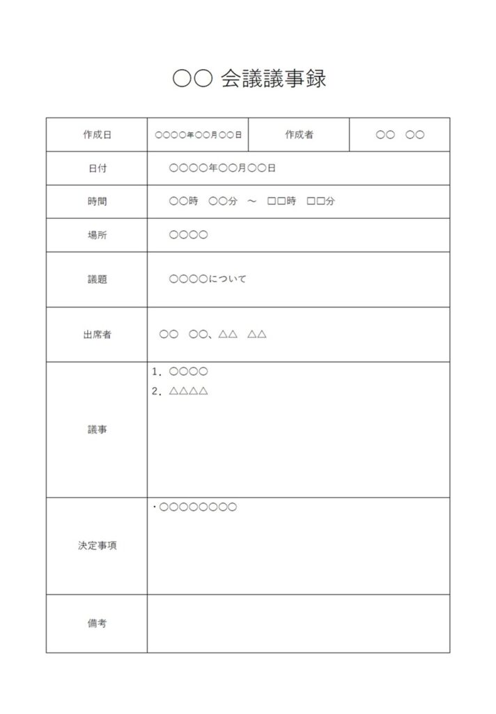 会議議事録・見本ありで書き方&
