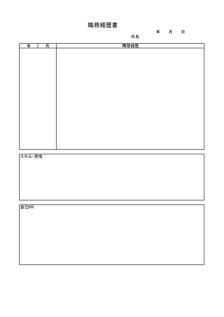 書き方が簡単なシンプルな職務経