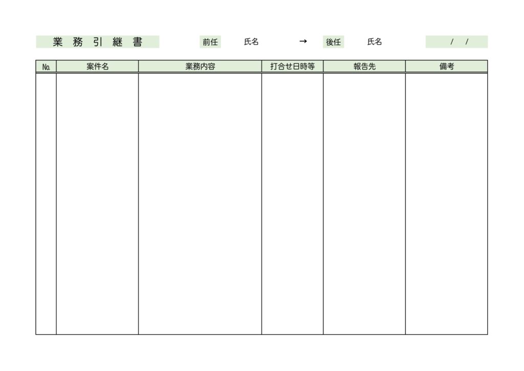 部署異動・退職・辞職時に業務引