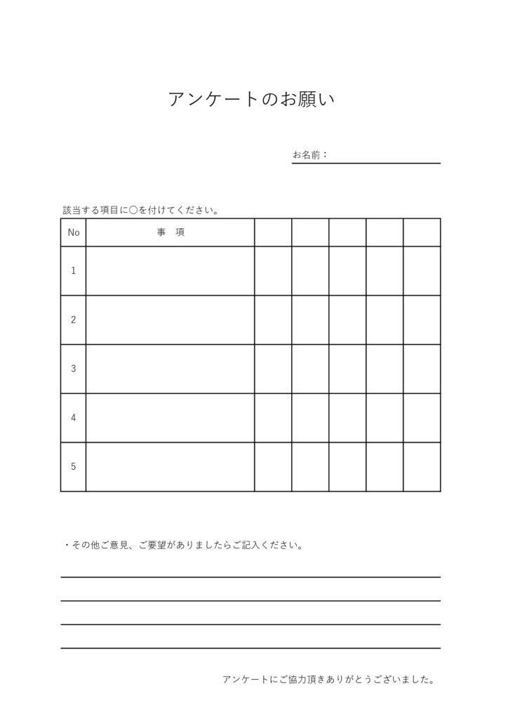 該当箇所を〇するだけの簡単アン