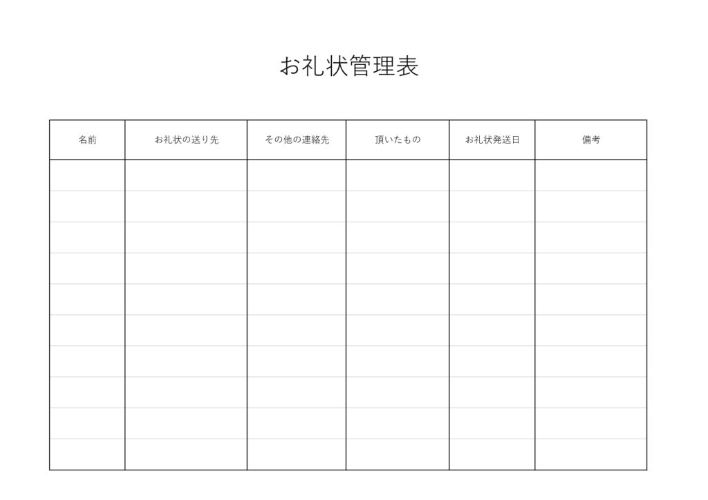 書き方＆管理が簡単なお礼の管理
