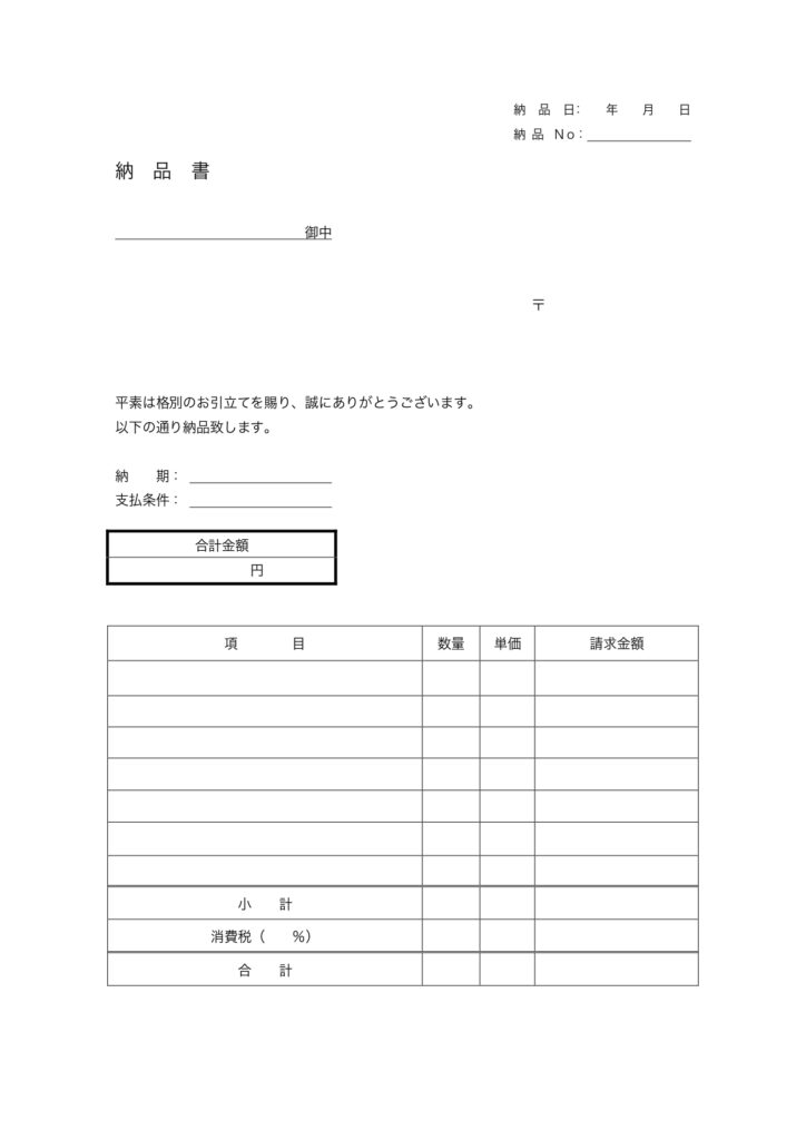 合計金額が別枠で見やすい！納品